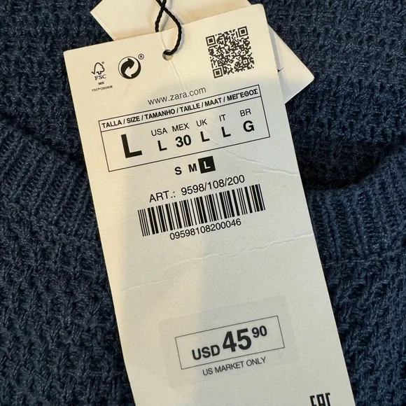 NWT Zara Crop Sweater. Size Large - Picture 5 of 11